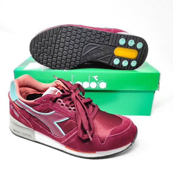 Diadora Other - Diadora I.C 4000 Nylon II 2 Sneaker Maroon Dark Red US 8.5 Teal Sneaker …